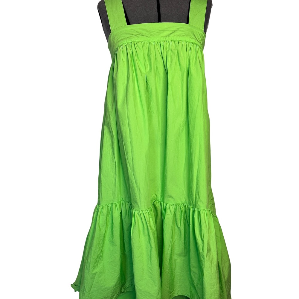 Christopher John Rogers x Target Lime Green Cotton Maxi Dress Tie XXS Pockets - Picture 8 of 11